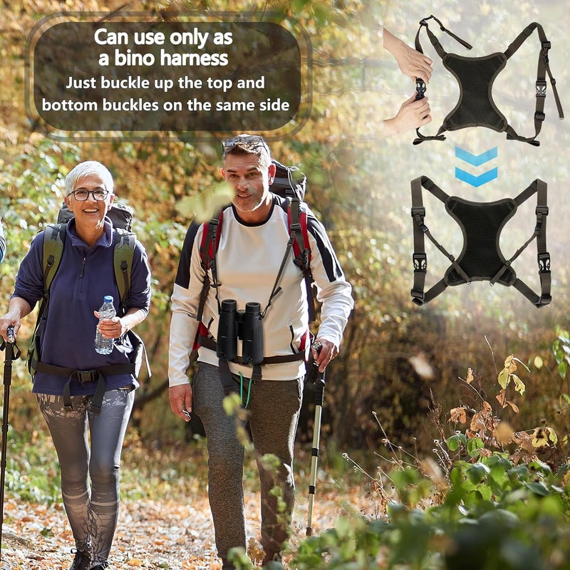 WOLFHUNT Binoculars Harness for Hunting with Rangefinder Pouch, Binocular Chest Pack Built-in Magnetic Snap Design, Bino Harness Bag Case Adjustable Strap, Lens Cleaning Cloth, Triple-Use - Image 5